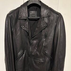 All Saints Holt Black Leather Biker Jacket - Medium